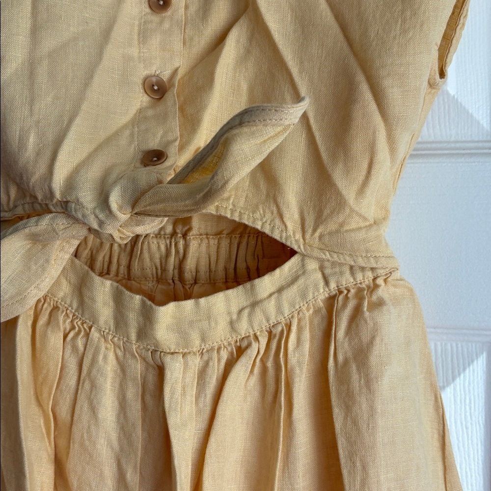 Zara (EUC) | yellow cut out linen button down dress - Picture 7 of 8